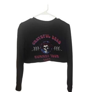 Grateful Dead Black Cropped Long-Sleeve Tour Top